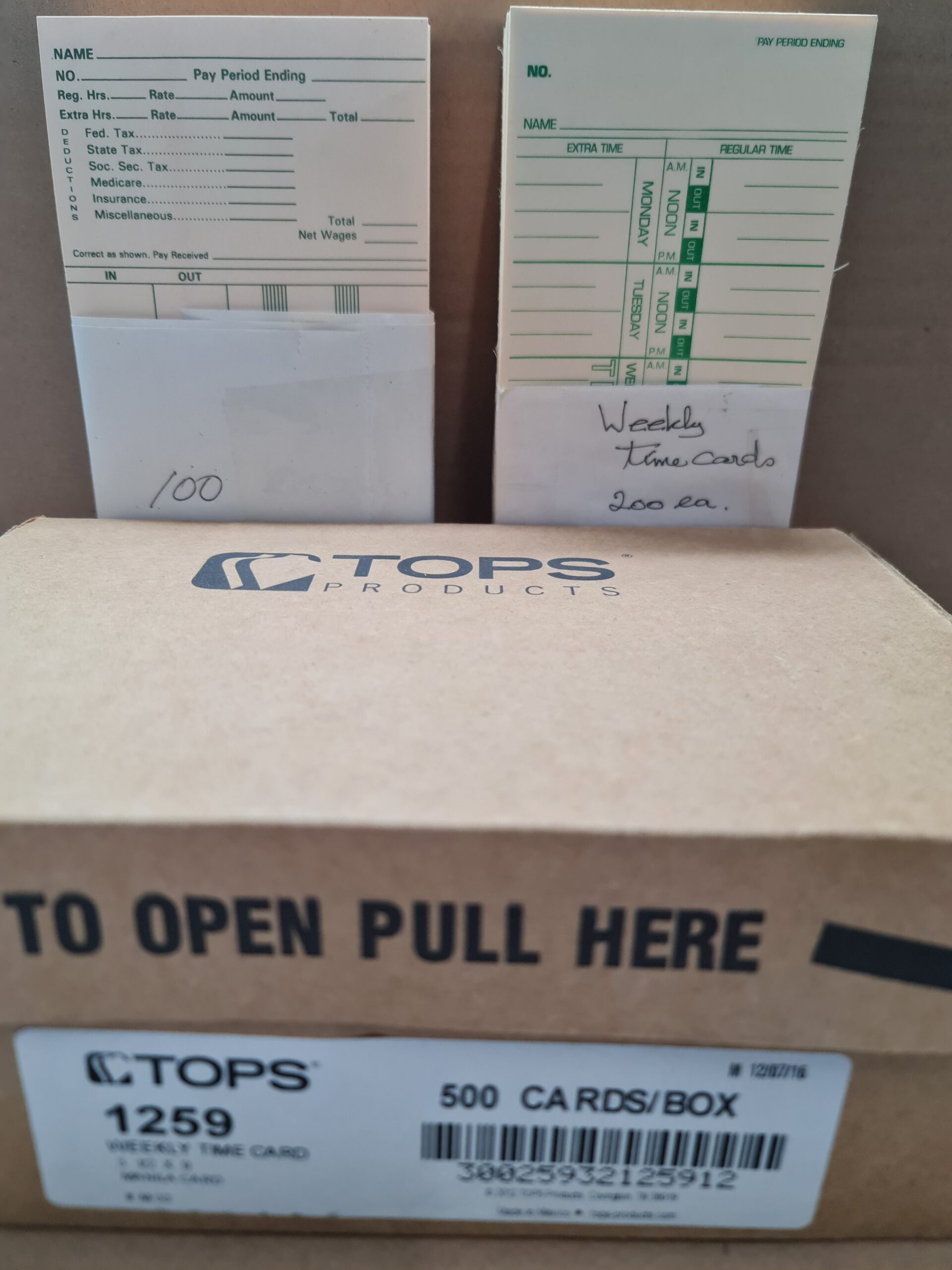 Thermal Labels Time Cards